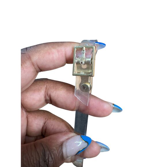 Schutz Yarin Studded Pearl Jelly Clear Beachy Flat Buckle Strap Sandals Size 8.5 - Picture 9 of 11